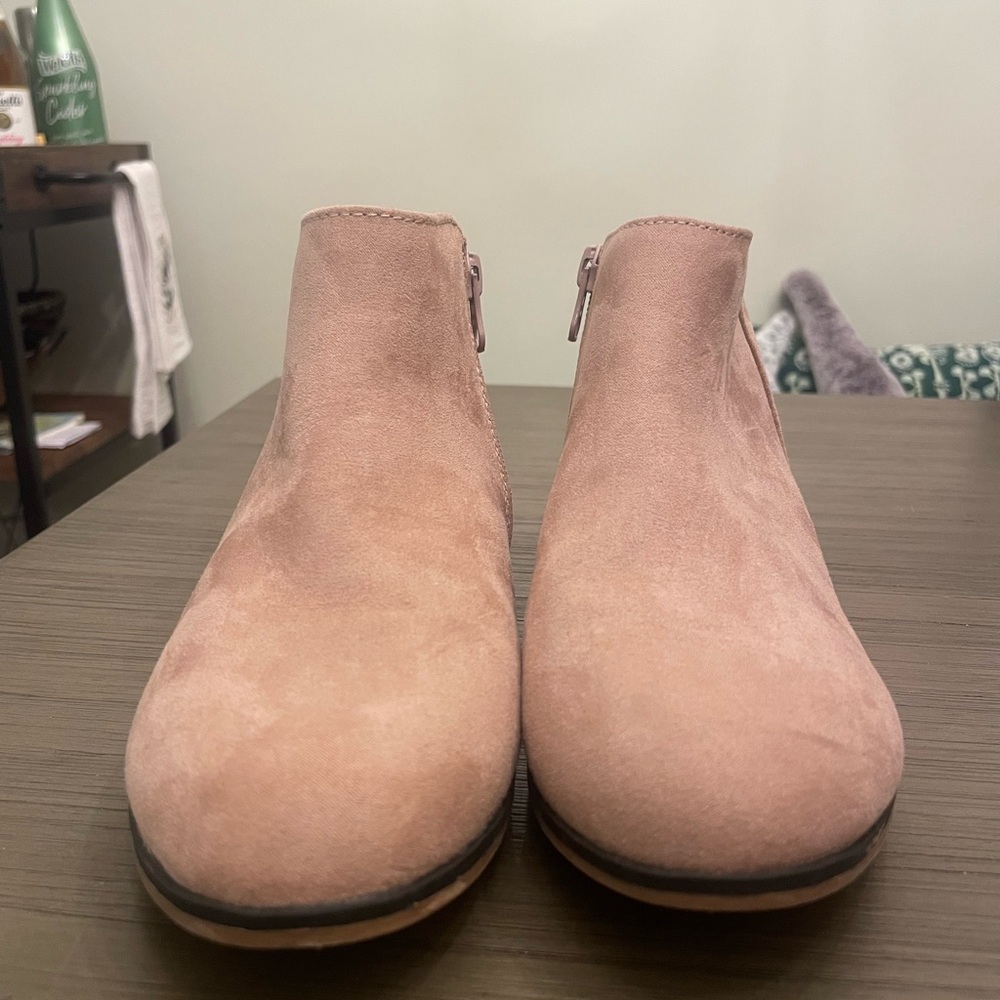 Pink Suede Ankle Boots